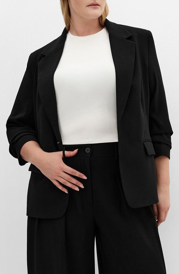シティーシック レディース アウター ジャケット・ブルゾン ギャザー ブレザー City Chic Abbie Ruched Sleeve Blazer Black ブラック 27,594円