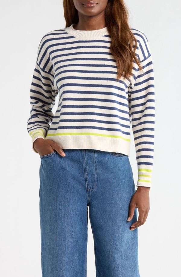 マリーン レイヤー レディース アウター パーカー・スウェット セーター コットン Marine Layer Suki Stripe Cotton Rollneck Sweater Navy Stripe ネイビー