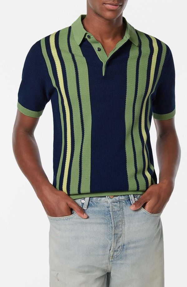 スコッチアンドソーダ メンズ トップス ポロシャツ コットン ニット Scotch Soda Stripe Textured Cotton Knit Polo Atlantic Blue ブルー