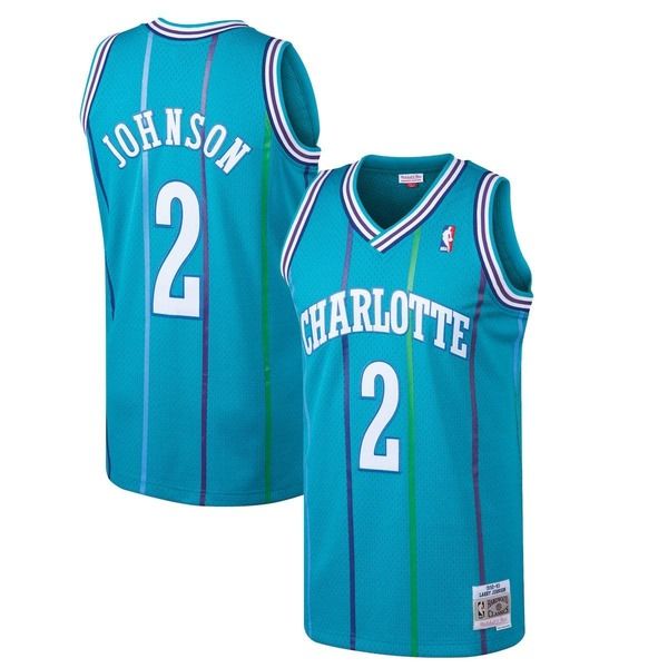 ミッチェルネス メンズ トップス シャツ ジャージー Mens Mitchell Ness Larry Johnson Teal Charlotte Hornets 199293 Hardwood Classicswingman Jersey Teal ティー