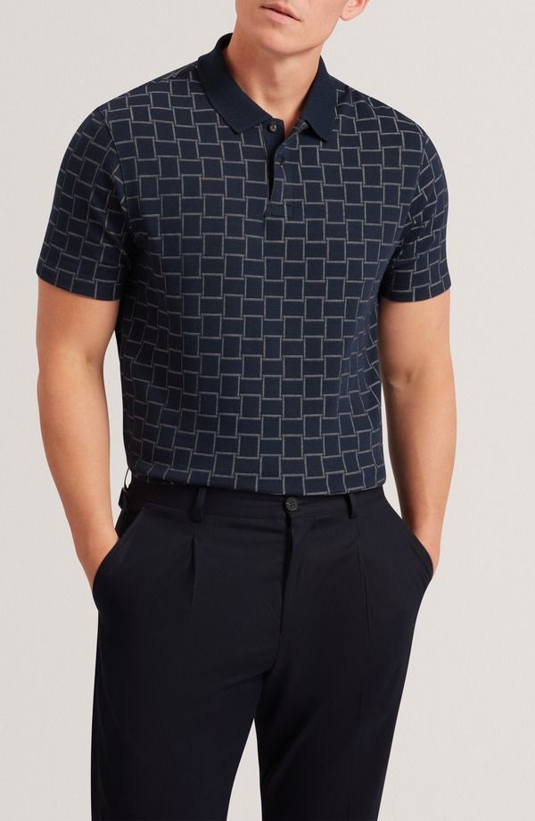 テッドベーカー メンズ トップス ポロシャツ Ted Baker Eduard Jacquard Polo Navy ネイビー