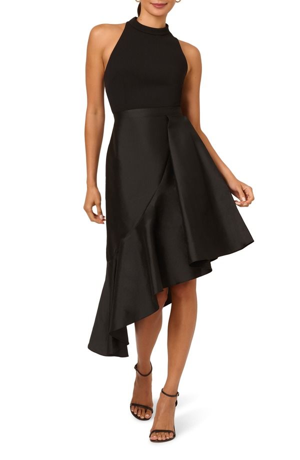 アドリアナ パペル レディース トップス ワンピース クレープ Adrianna Papell Crepe Taffeta Cocktail Dress Black ブラック