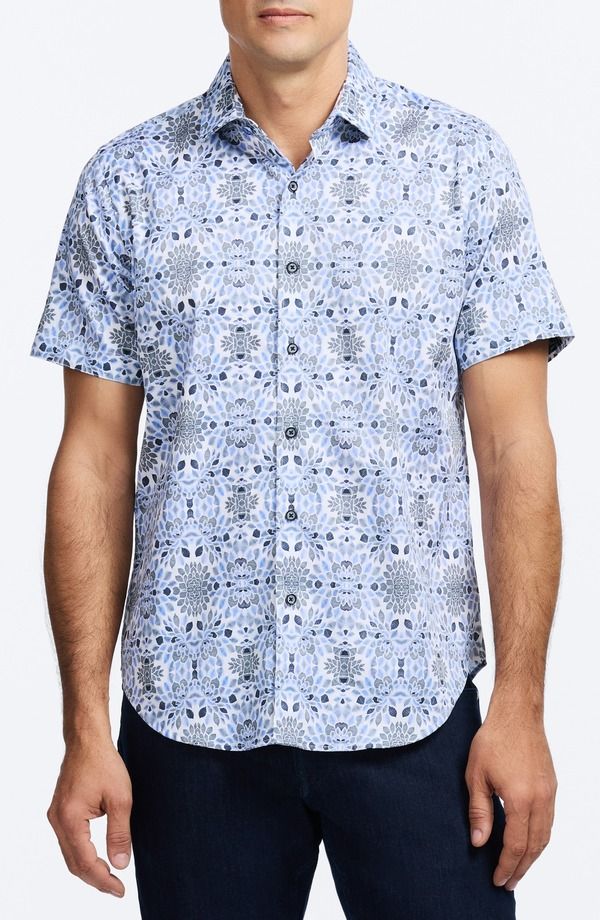 ロバートグラハム メンズ トップス シャツ フラワー柄 コットン フラワー Robert Grahamagansett Abstract Floral Short Sleeve Stretch Cotton ButtonUp Shirt Blue Multi