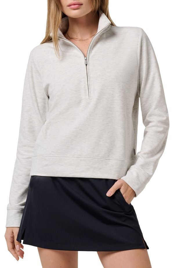 トラビスマヒュー レディース アウター パーカー・スウェット ハーフジップ TravisMathew Cloud Half Zipullover Heather Light Grey グレー