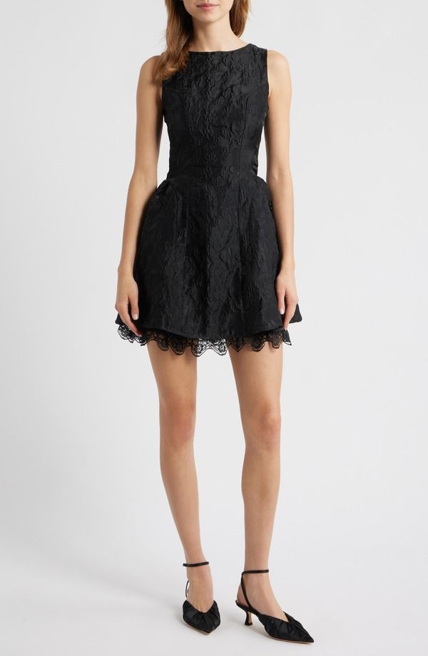 シスタージュン レディース トップス ワンピース フラワー柄 フラワー Sister Jane Screenplay Floral Jacquard Cocktail Dress Black ブラック