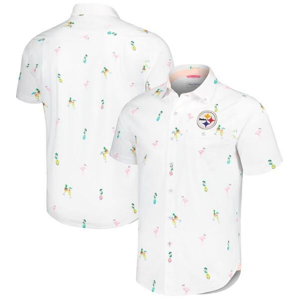 トッミーバハマ メンズ トップス シャツ Mens Tommy Bahama White Pittsburgh Steelers Nova Wave Flocktail ButtonUp Shirt White ホワイト