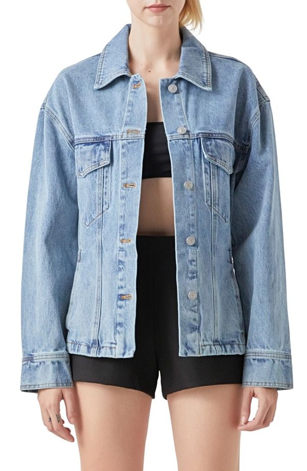 グレー ラブ レディース ボトムス デニムパンツ ジャケット Grey Lab Fittedenim Jacket Blue ブルー