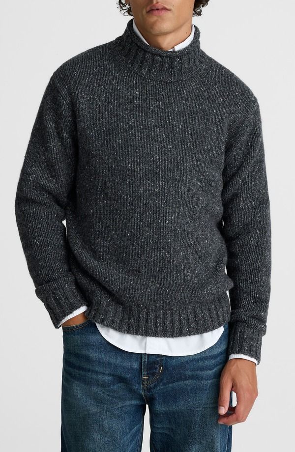 メイドウェル メンズ アウター パーカー・スウェット ウール セーター Madewell Roll Neck Donegal Wool Blend Sweater Ash アッシュ