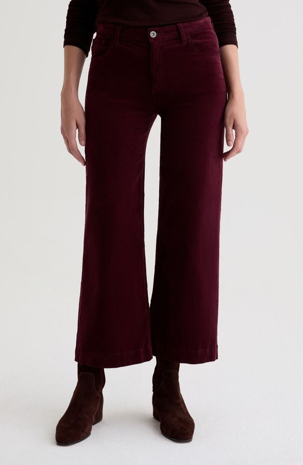 エージー レディース ボトムス レギンス ワイドレッグ コーデュロイ パンツ アンクル AG Saige Mid Rise Ankle Wide Leg Corduroy Pants Winery
