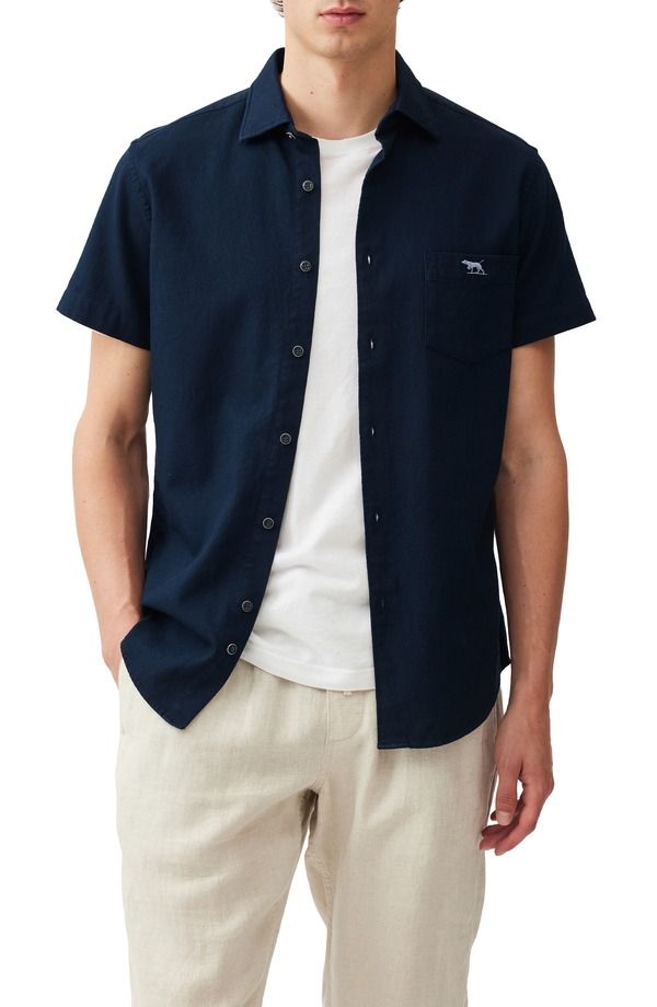 ロッドアンドグン メンズ トップス シャツ コットン Rodd Gunn Airtex Short Sleeve Cotton ButtonUp Shirt Ink