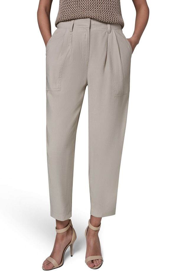 ダナ キャラン ニューヨーク レディース ボトムス レギンス プリーツ パンツ Donna Karanew York Pleated Cropants Tuscan Grey グレー