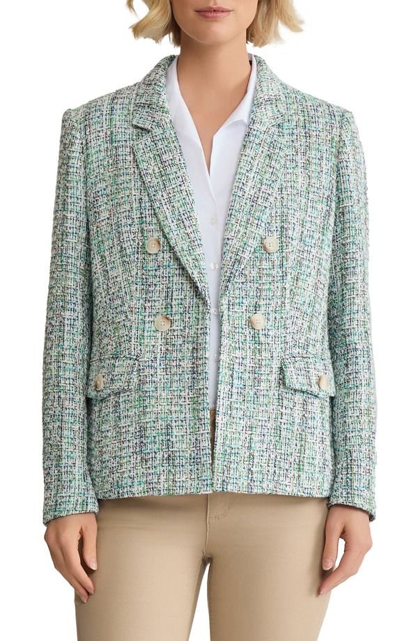 ジョーンズニューヨーク レディース アウター ジャケット・ブルゾン ツイード Jones New York Faux Double Breasted Tweed Jacket Kelly Multi マルチカラー