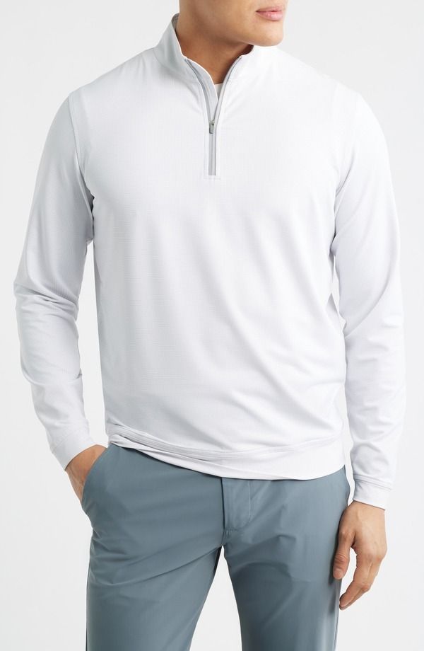 ピーター・ミラー メンズ アウター パーカー・スウェット ハーフジップ シャツ Peter Millar Perth Basketweave Quarter Ziperformance Sweatshirt White ホワイト