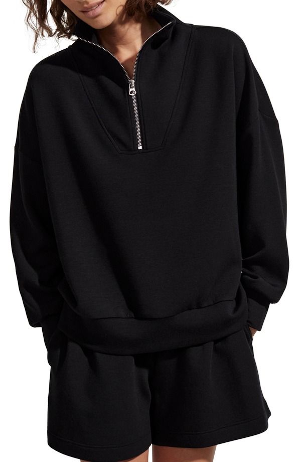 バーレイ レディース アウター パーカー・スウェット シャツ Varley Hawley HalfZip Sweatshirt Black ブラック