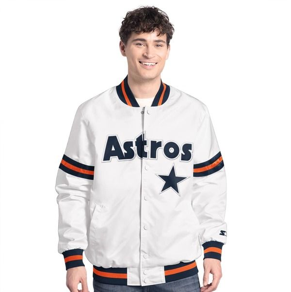 スターター メンズ アウター ジャケット・ブルゾン MensStarter White Houston Astros Cooperstown Scout FullSnap Varsity Jacket White ホワイト