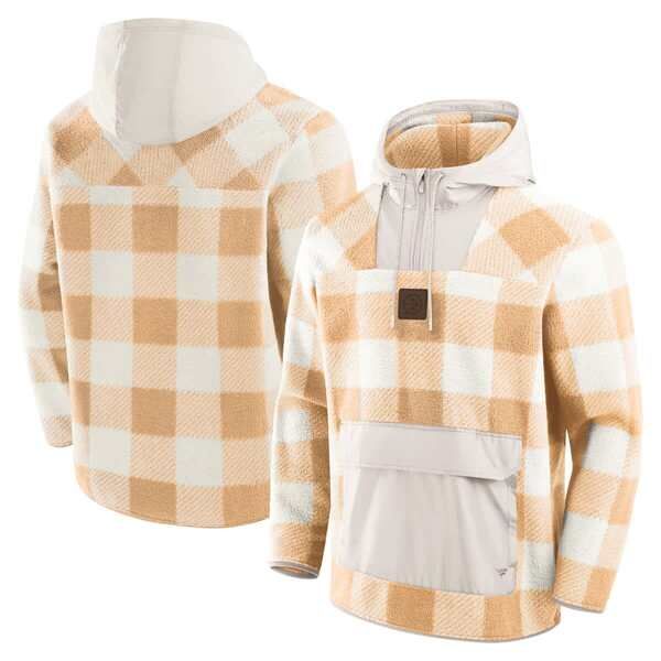 ファナティクス メンズ アウター パーカー・スウェット Tシャツ フリース Mens Fanatics Tan Pittsburgh Steelers Elements Plaid Polar Fleece QuarterZip Hoodie Tan タン
