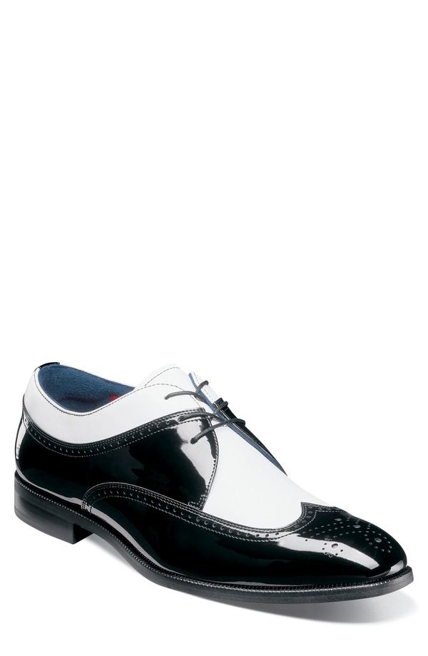 ステイシーアダムス メンズ シューズ オックスフォード ウィングチップ Stacy Adams Dayton II Wingtip Oxford Black White ホワイト