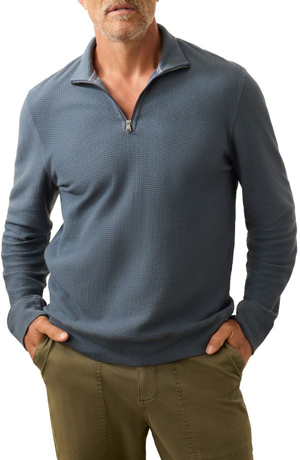 ファレティ メンズ アウター パーカー・スウェット ハーフジップ Faherty Texture Quarter Zipullover Breaker Blue ブルー