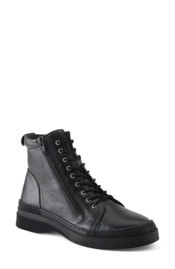 スプリングステップ レディース シューズ ブーツ・レインブーツ レザー Spring Step Leather Combat Boot Black ブラック