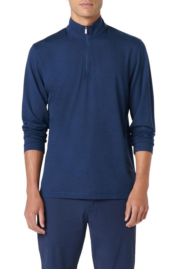 ブガッチ メンズ アウター パーカー・スウェット ハーフジップ Bugatchi Quarter Ziperformance Pullover Navy ネイビー