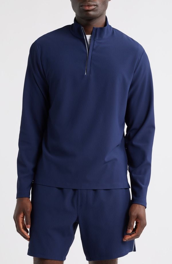 ジョニー オー メンズ アウター パーカー・スウェット ハーフジップ johnnieO Hoppin Rib Quarter Zip Navy ネイビー