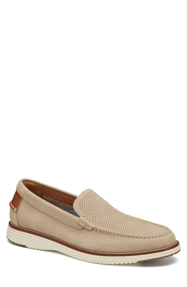 ジョンストンアンドマーフィー メンズ シューズ スリッポン・ローファー Johnston Murphy Upton Perf Venetian Loafer Taupe Nubuck トープ