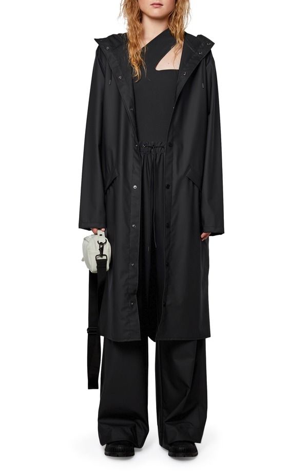 レインズ レディース アウター ジャケット・ブルゾン Rains Waterproof Hooded Long Jacket 01 Black ブラック