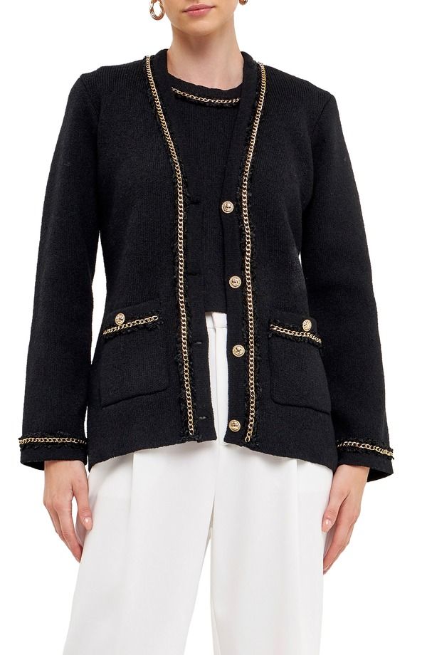 エンドレスローズ レディース アウター パーカー・スウェット カーディガン Endless Rose Trim Detail Cardigan Black ブラック