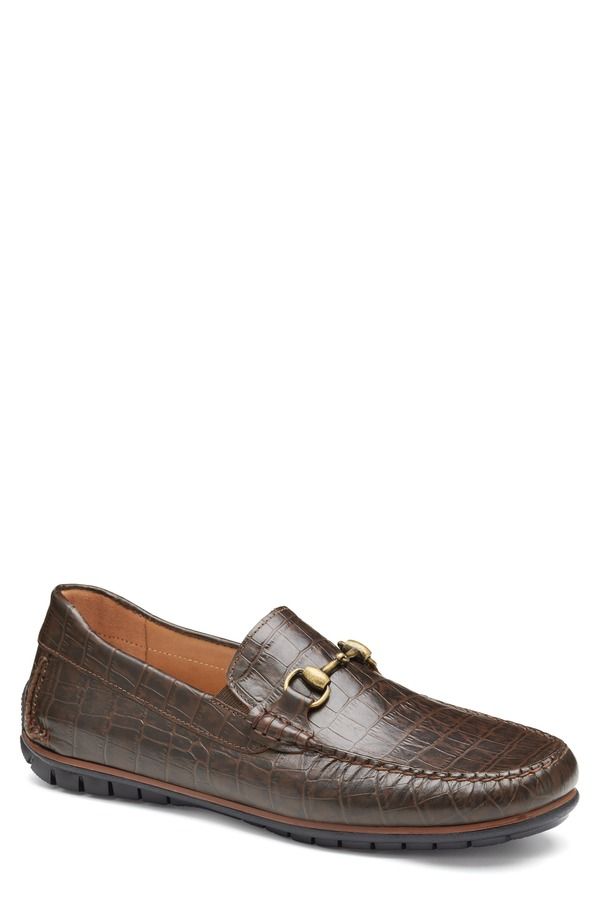 ジョンストンアンドマーフィー メンズ シューズ スリッポン・ローファー Johnston Murphy Cort 20 Bit Loafer Dark Brown Croc Embossed ブラウン