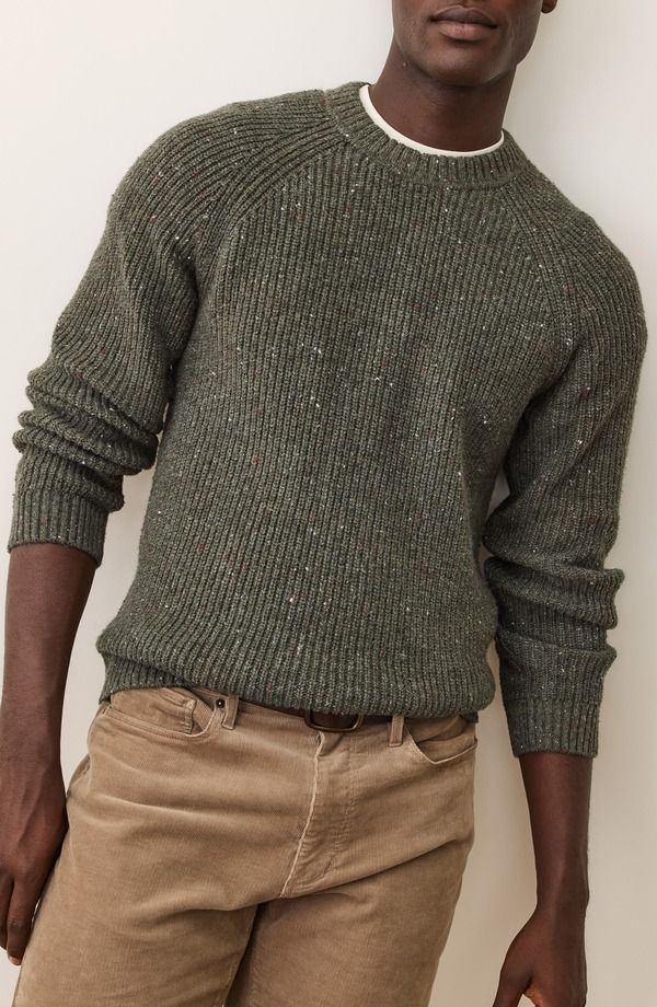 マリーン レイヤー メンズ アウター パーカー・スウェット クルーネック セーター Marine Layer Inverness Rib Crewneck Sweater Green Gables Neps グリーン