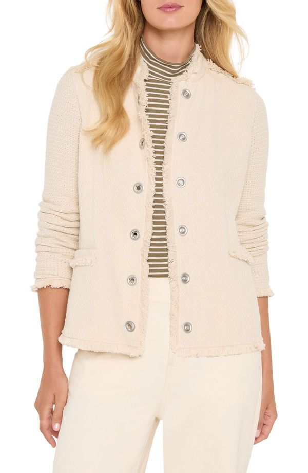 ニックプラスゾーイ レディース アウター ジャケット・ブルゾン ニット フリンジ NICZOE Military Fringe Mixed Knit Jacket Neutral Mix 23,288円