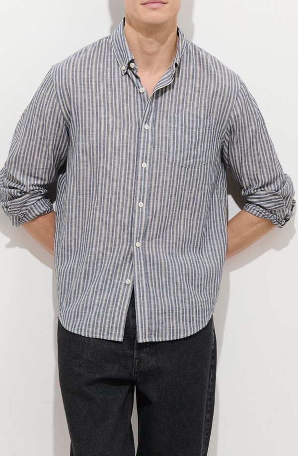 アレックスミル メンズ トップス シャツ ダウン Alex Mill Stripe Chambray ButtonDown Shirt Blue White ホワイト