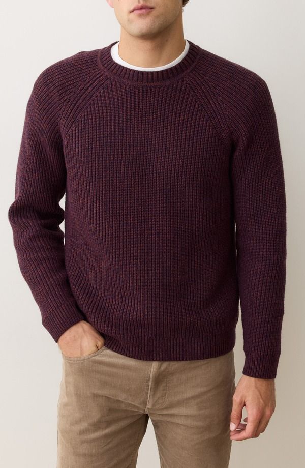 マリーン レイヤー メンズ アウター パーカー・スウェット クルーネック セーター Marine Layer Inverness Rib Crewneck Sweater Sangria Veneer
