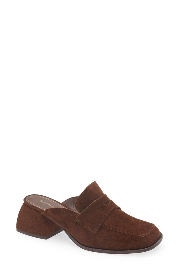 ショコラブルー レディース シューズ ヒール Chocolat Blu Delilah Block Heel Mule Brown Suede ブラウン
