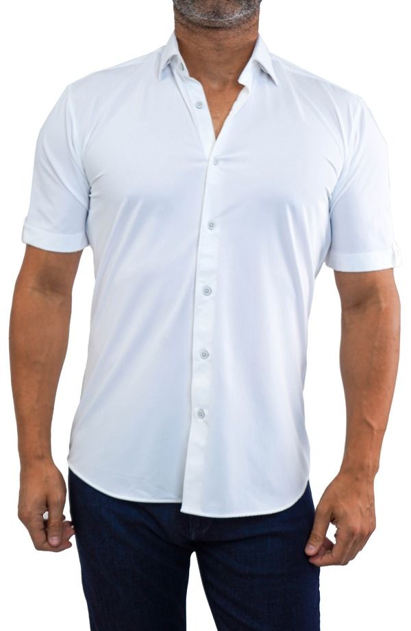 マセオ メンズ トップス シャツ Maceoo Galileo Stretchcore Short Sleeve Performance ButtonUp Shirt White ホワイト