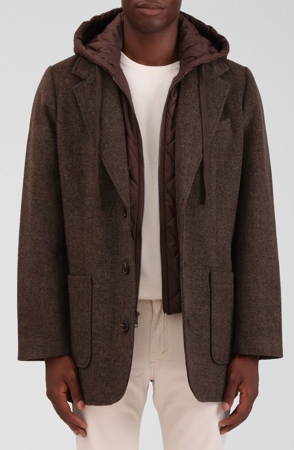バガテル メンズ アウター ジャケット・ブルゾン キルティング ウール ブレザー Bagatelle Wool Blend Blazer with Quilted Hooded Bibrindle