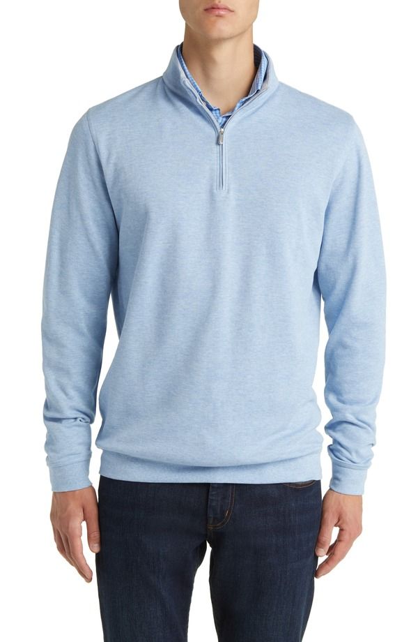 ピーター・ミラー メンズ アウター パーカー・スウェット ハーフジップ Peter Millar Comfort Interlock Quarter Zipullover Cottage Blue ブルー