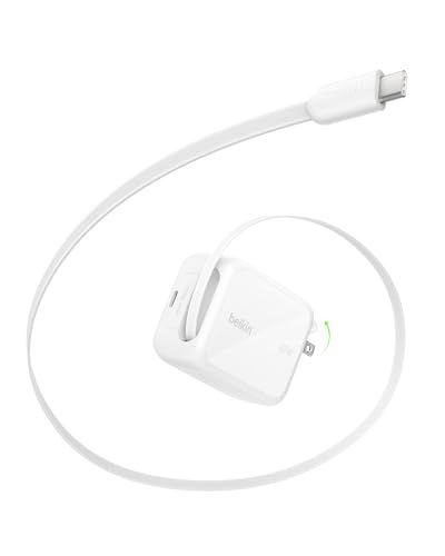 Belkin 67W USB-C 急速充電器 内蔵伸縮ケーブル(約1m)Type-C 2ポート PD3.2/PPS対応 折りたたみプラグ コンパクト充電器 iPhone 17/16/15シリーズ MacBook iPad Samsung Ga f43fd991