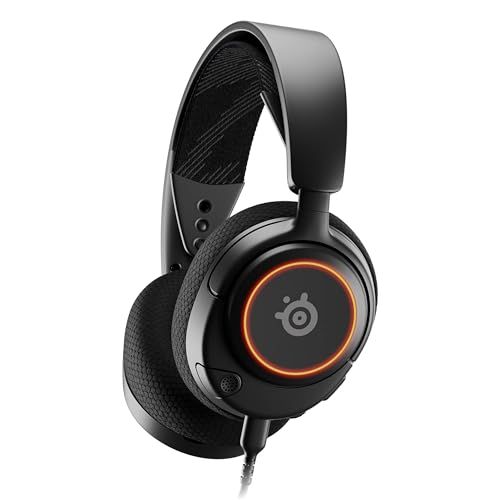 SteelSeries ゲーミングヘッドセット ヘッドホン Arctis Nova 3 軽量 有線 密閉型 PC PS5 PS4 Switch 対応 RGBライティング AIノイズキャンセリング 空間オーディオ Hi-Fiサウンド 調整可能 91632da3