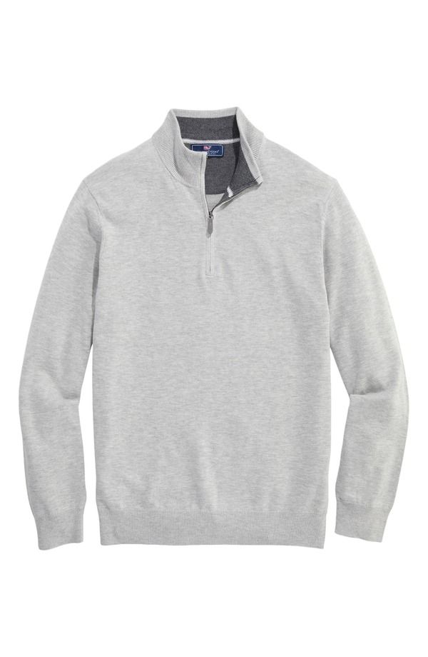 ヴァインヤードヴァインズ メンズ アウター パーカー・スウェット ハーフジップ セーター vineyard vines Boathouse Quarter Zip Sweater Light Gray Heather グレー