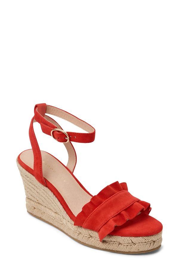 ジャックロジャース レディース シューズ サンダル プラットフォーム フリル アンクル Jack Rogers Rozette Rufflespadrille Ankle Straplatform Wedge Sandal Fired レッド