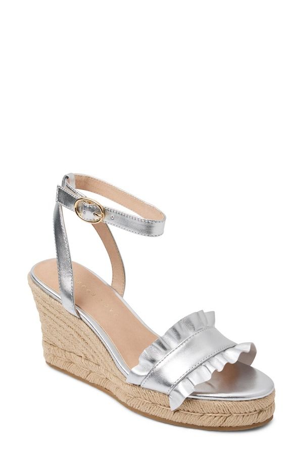 ジャックロジャース レディース シューズ サンダル プラットフォーム フリル アンクル Jack Rogers Rozette Rufflespadrille Ankle Straplatform Wedge Sandal Silver シルバー