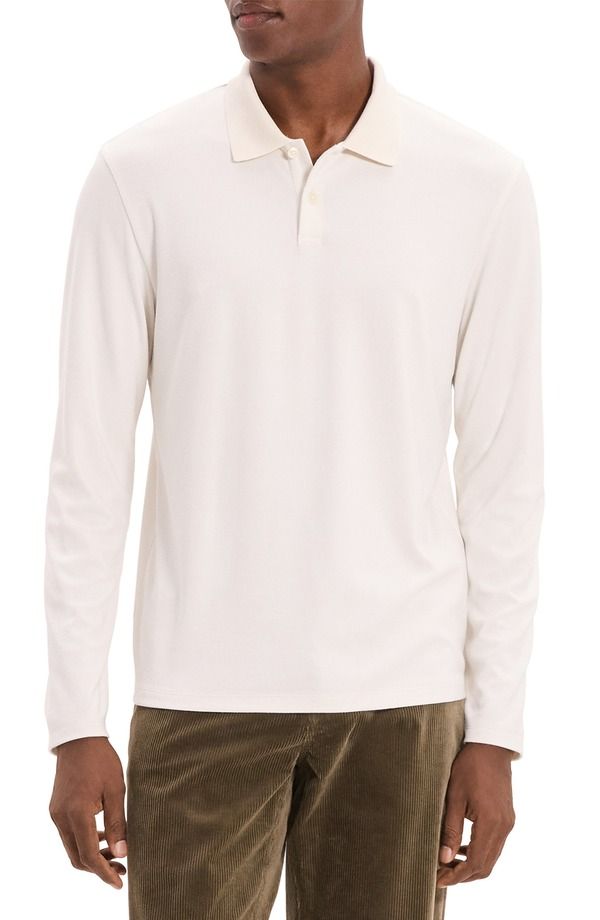 セオリー メンズ トップス ポロシャツ Theory Goris Anemone Milano Long Sleeve Polo Winter Ivory アイボリー