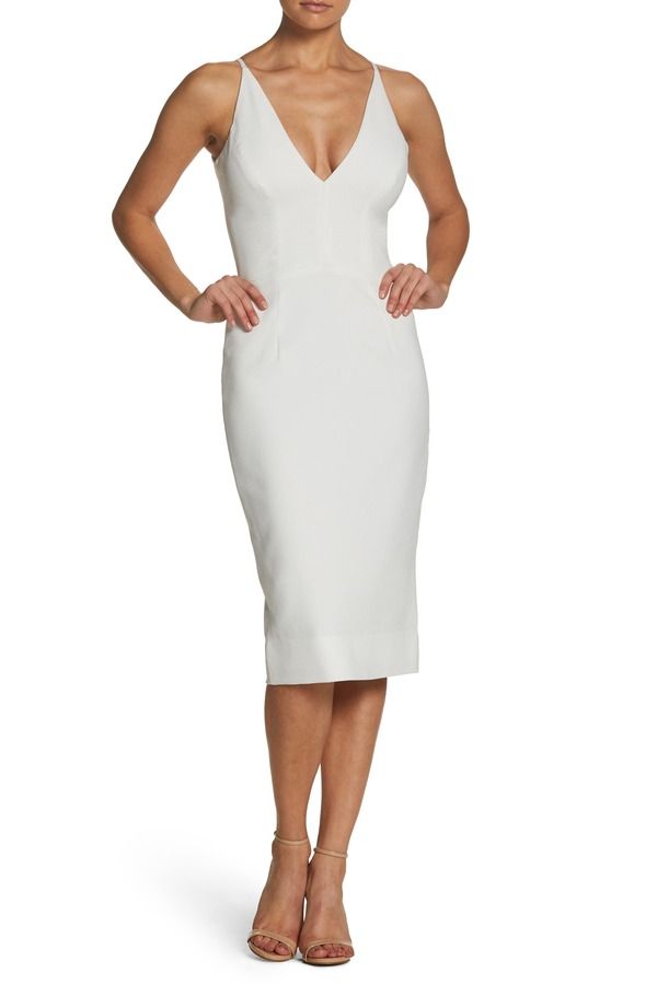ドレスザポプレーション レディース トップス ワンピース クレープ Dress the Population Lyla Crepe Cocktail Dress Off White オフホワイト