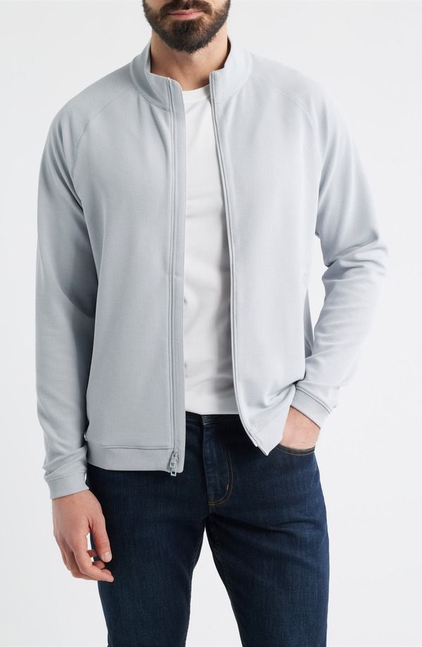 ピーター・ミラー メンズ アウター パーカー・スウェット シャツ ニット Peter Millar Cradle Full Zip Long Sleeve Piqu Knit Shirt British Grey グレー