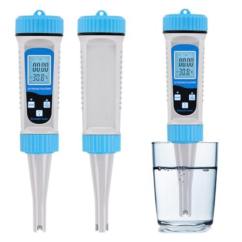 水質測定器 ブルートゥース機能 海水塩分テスター EC/TDS/塩分/比重/温度 高精度 温度補償機能 水質検査 デジタル塩分計 アプリ接続 メーター 簡単操作 耐久性 飲用水測定 水槽 プール用 実験用 水族館 水産養殖送料無料