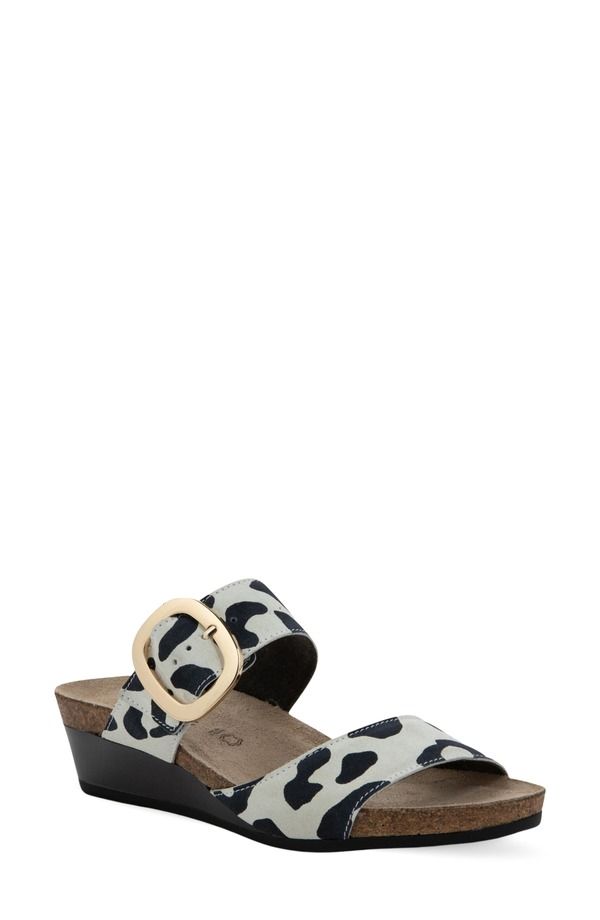 ナオト レディース シューズ ヒール サンダル Naot Magic Wedge Sandal White Leopard Suede ホワイト