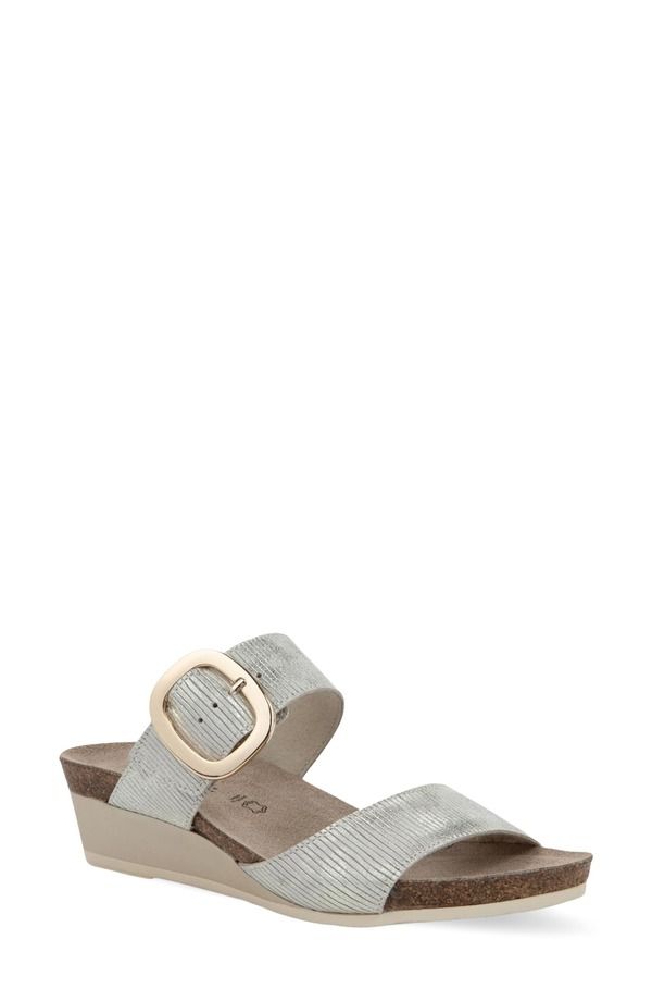 ナオト レディース シューズ ヒール サンダル Naot Magic Wedge Sandal Platinum Striped ストライプ