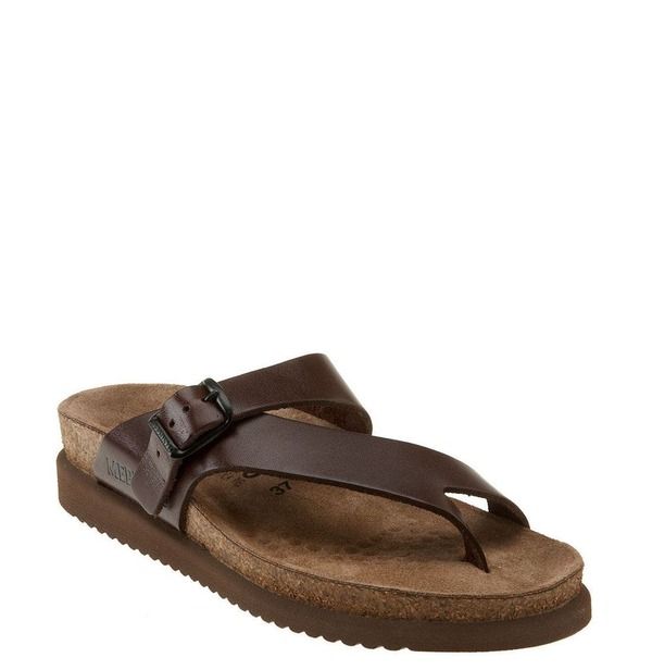 メフィスト レディース シューズ ヒール サンダル Mephisto Helen Toe Loop Sandal Dark Brown Waxy ブラウン