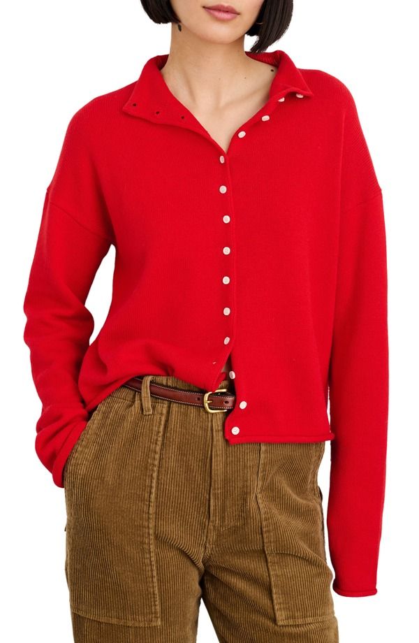 アレックスミル レディース アウター パーカー・スウェット コットン カーディガン Alex Mill Taylor Cotton Cashmere Cardigan Fired レッド